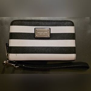 Michael Kors Black and White Striped Wallet